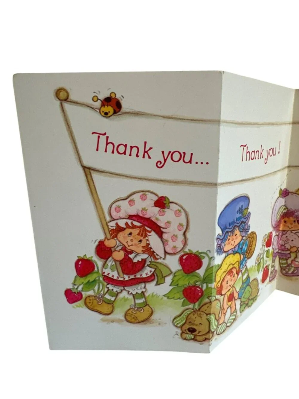 VTG Strawberry Shortcake Folded Thank You Greeting Card 80s American Greetings
